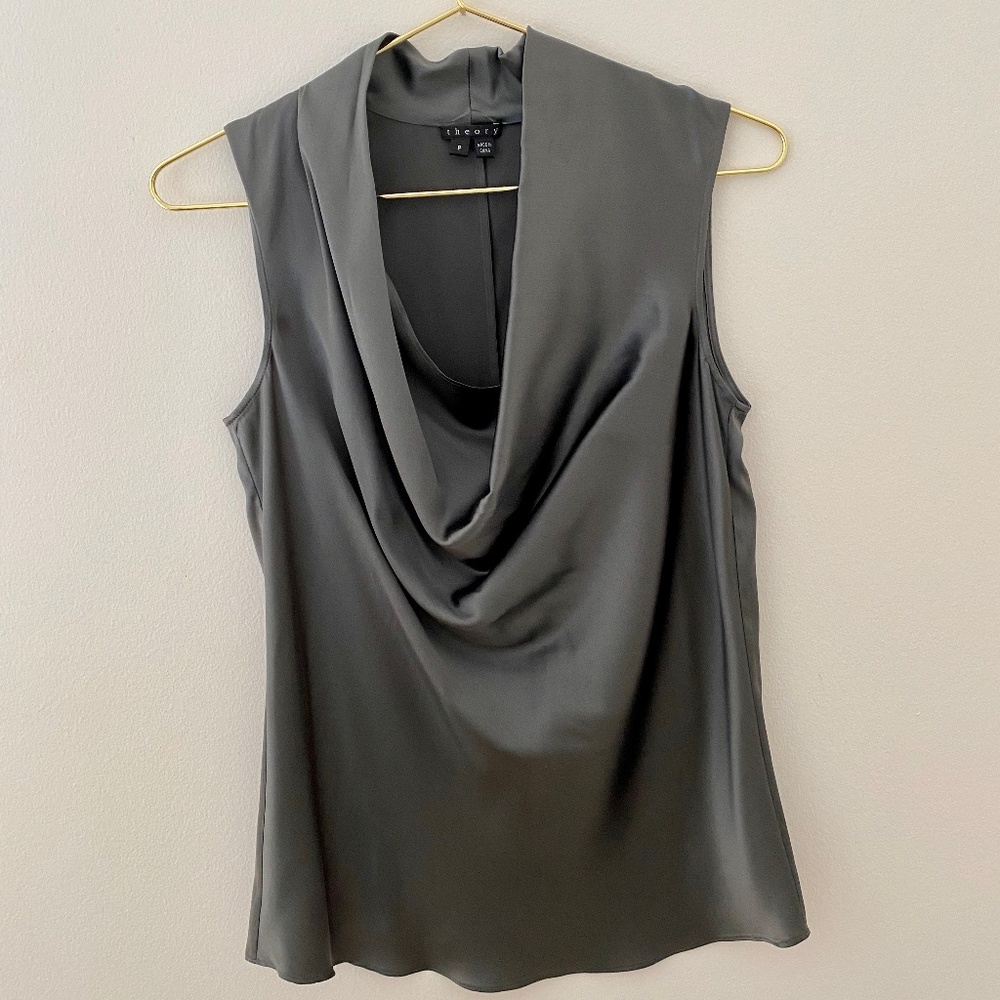 THEORY Draped Silk Top